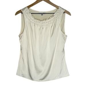 Vintage 90s Lillie Rubin 100% Silk Tank Top Blouse Cream Size 6